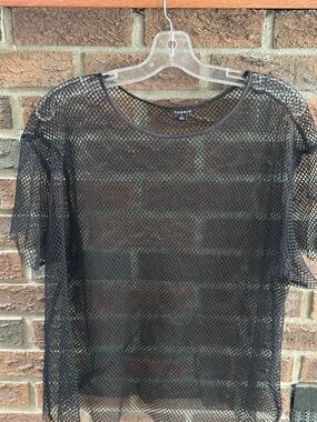 Summer Black Mesh Short Sleeve Top